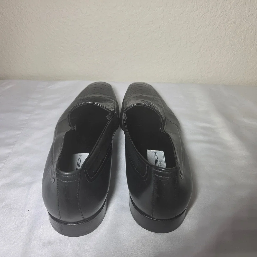 Moreschi M-10.5 Blk Ostrich Leg Leather Loafers Square Toe Made in Italy K 6284